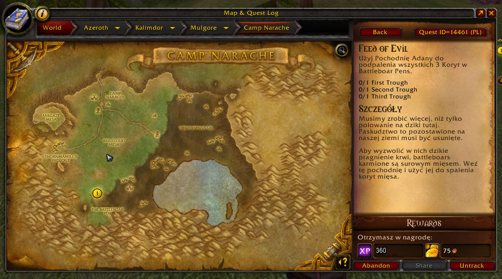 on the map