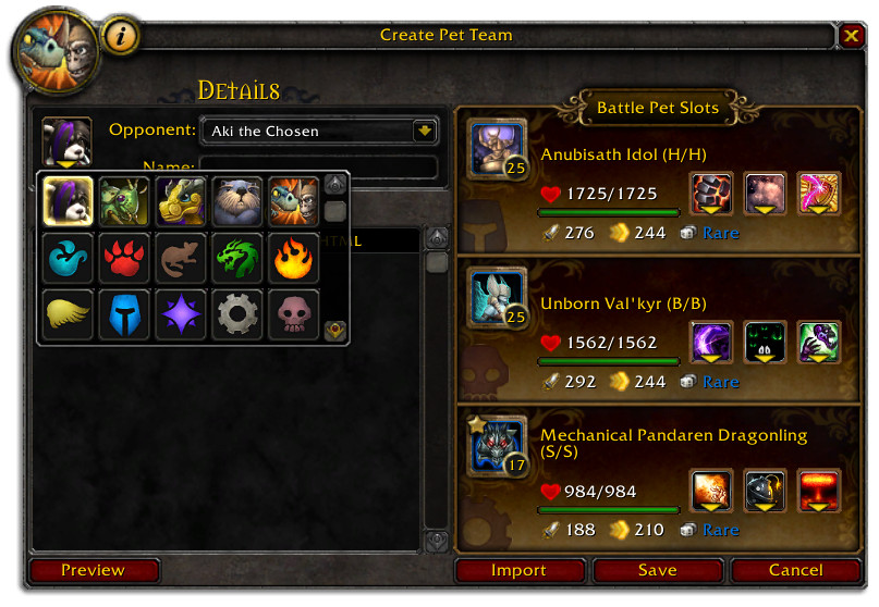Create/Edit Pet Team