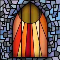 Divine Window UI, personal buff/debuff overview in stained glass artwork