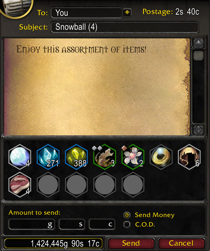 Send Mail, Hex Skin, Slots Hidden