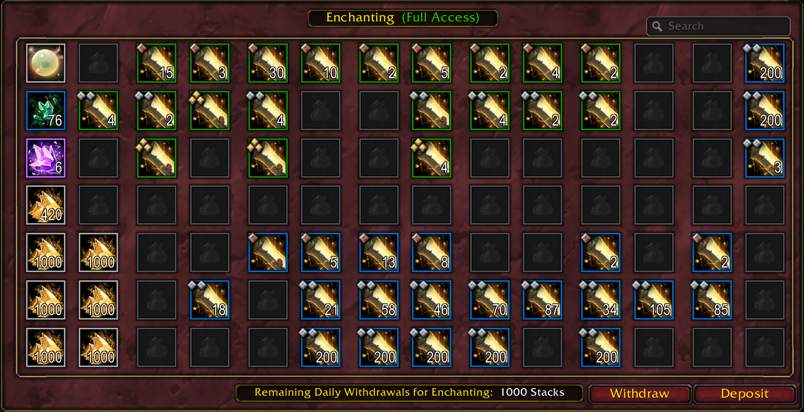 Guild Bank, Caith Skin, Slots Hidden