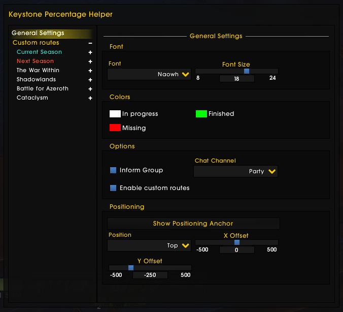 General settings