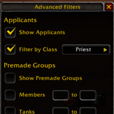 Classic Group Finder Advanced Filters