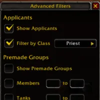 Classic Group Finder Advanced Filters