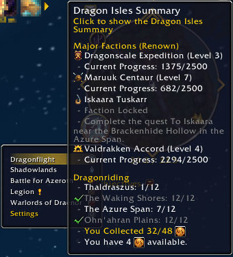 The MRBP Dragon Isles Summary tooltip