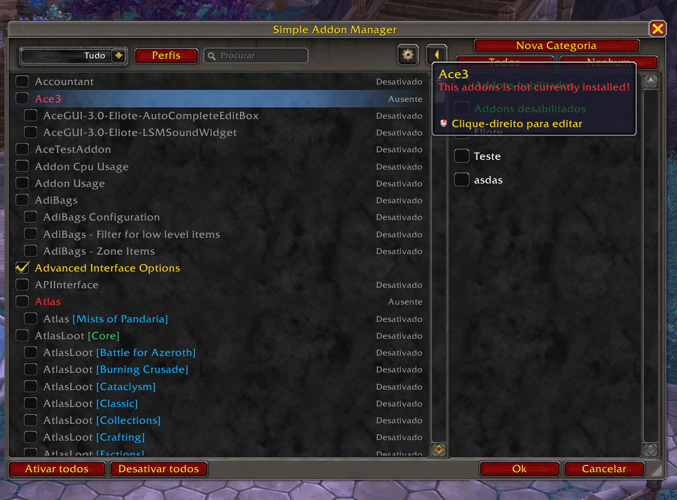 Missing addon found as dependency