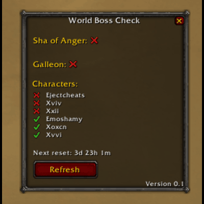 World Boss Checker - MoP
