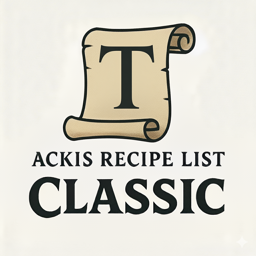 Ackis Recipe List Classic: Tailoring
