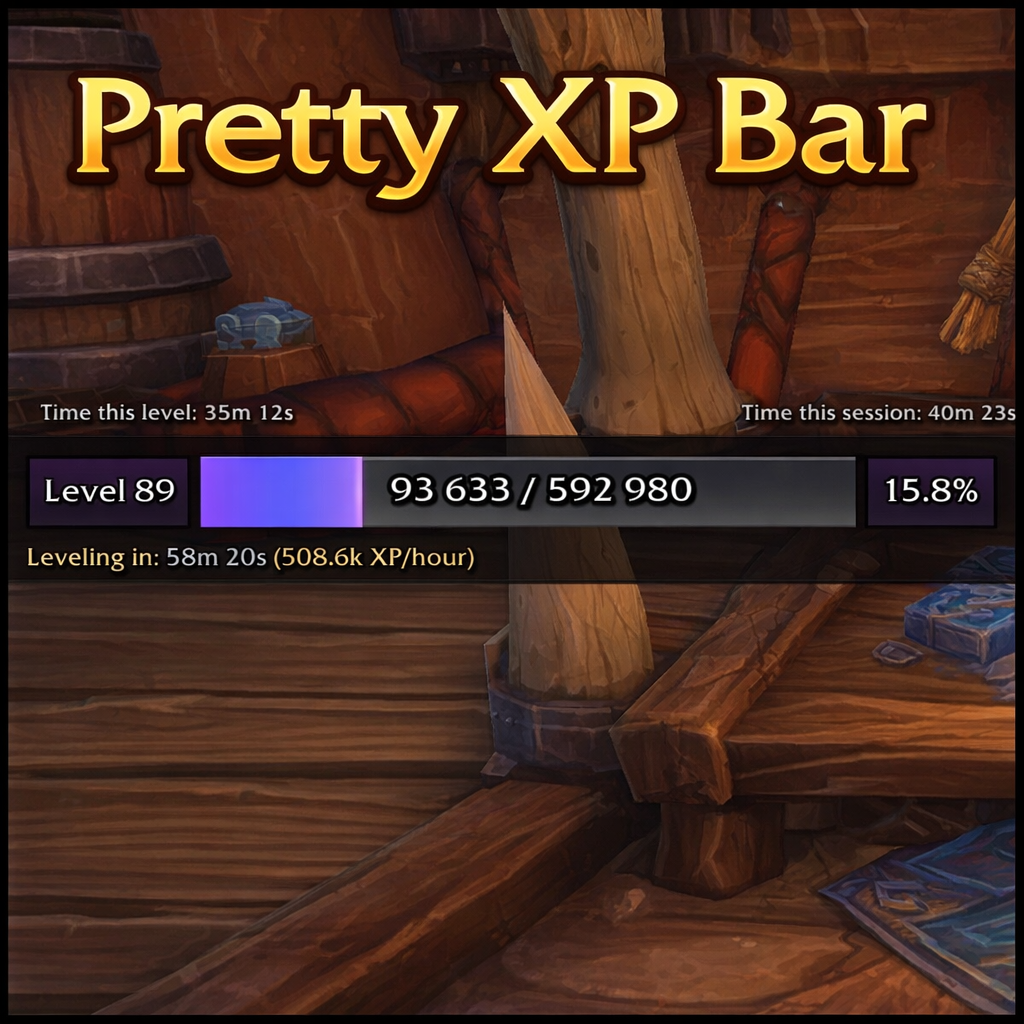XP Bar — XP/Hour & Level ETA