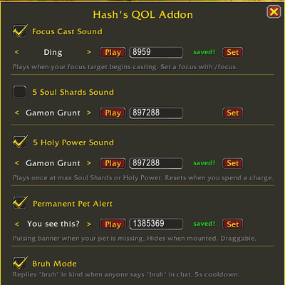Hash's QOL