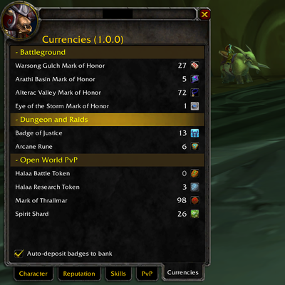 TBC Currencies Tab