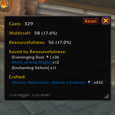 Crafting Session Stats