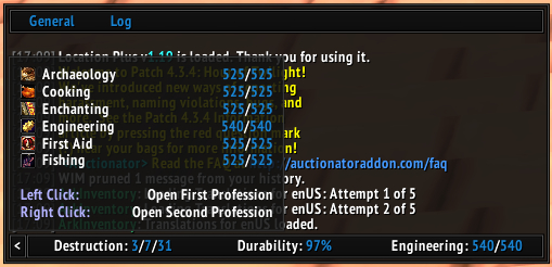 ElvUI Professions Datatext