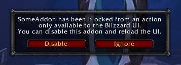 Addon taint alert