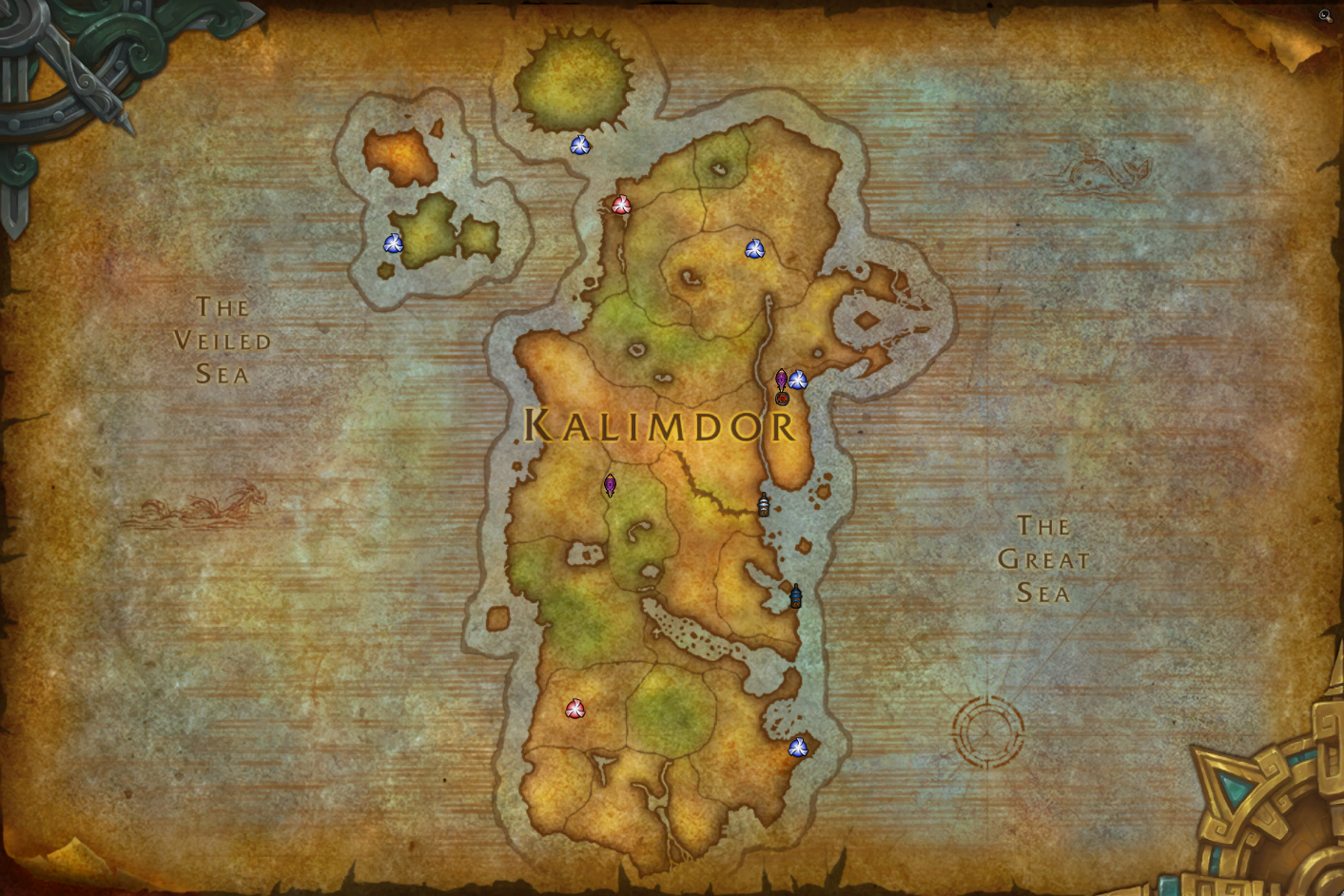 Kalimdor with Portals, Boats and Zepplins
