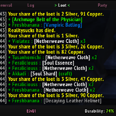 Cleaner Loot Messages