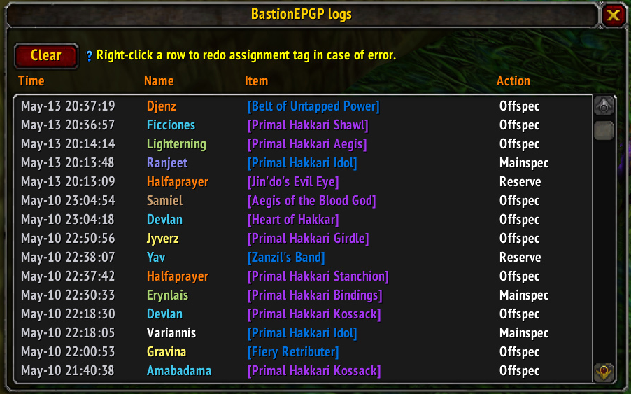 PlusRoll Loot Log