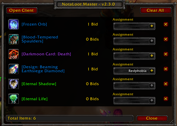 2. NotaLoot Master Window
