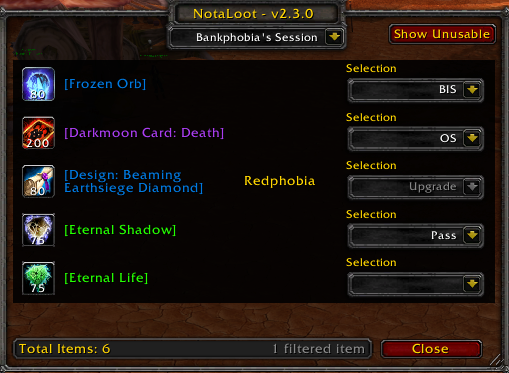 1. NotaLoot Window