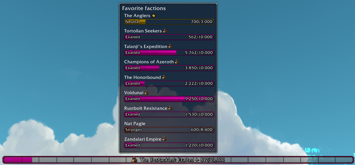 Favorite faction popup