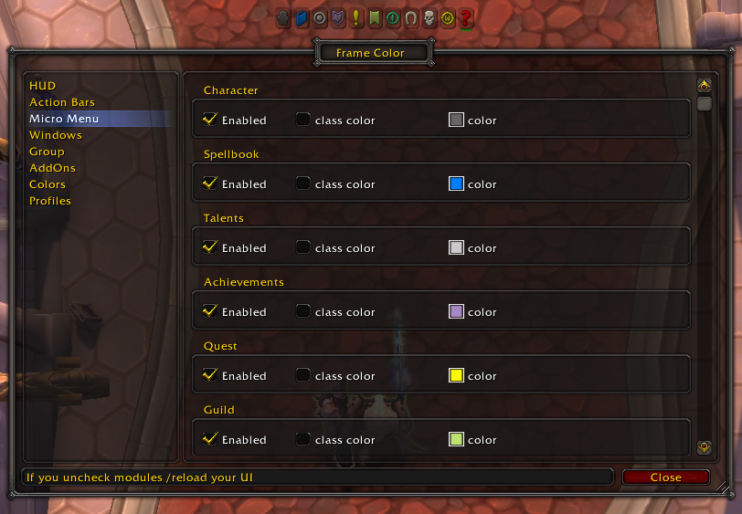 Micro Menu Settings