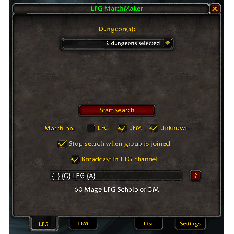 LFG MatchMaker TBC