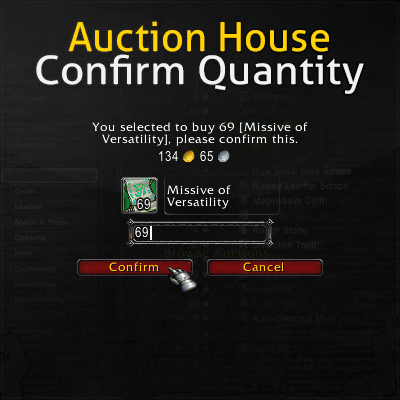 Auction House - Confirm Quantity
