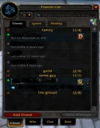 FriendGroups - Custom folders, known alt tracking, auto guild groups, smart search, mass invites, and rich realm/class info
