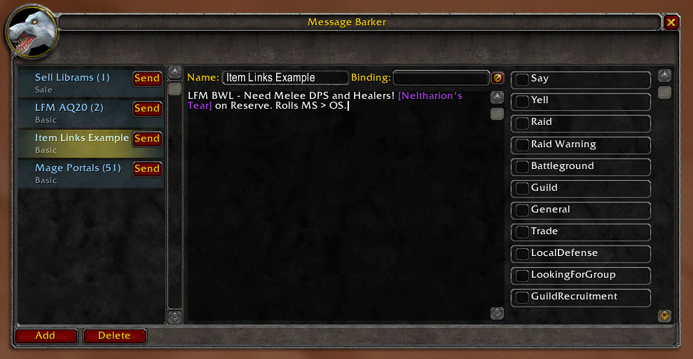 Supports Item Links