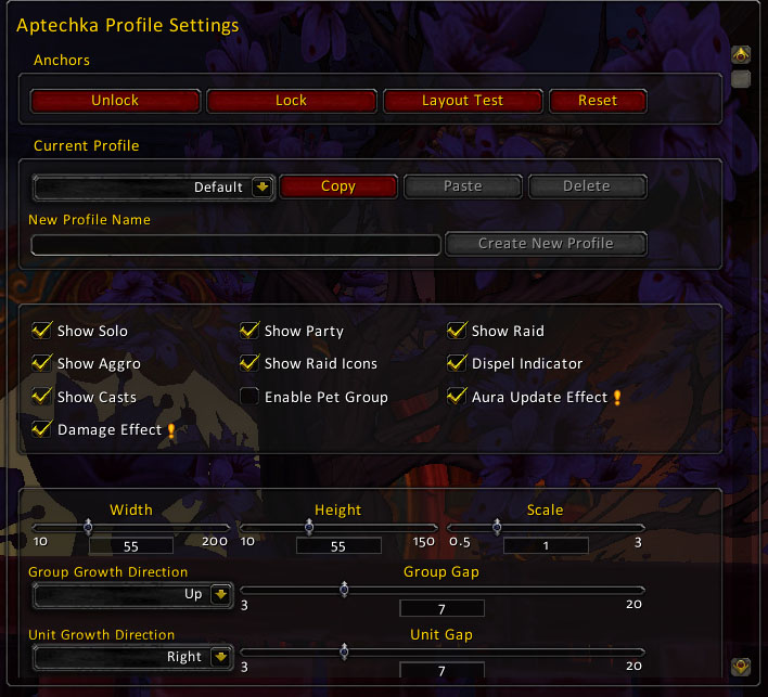 Profile settings