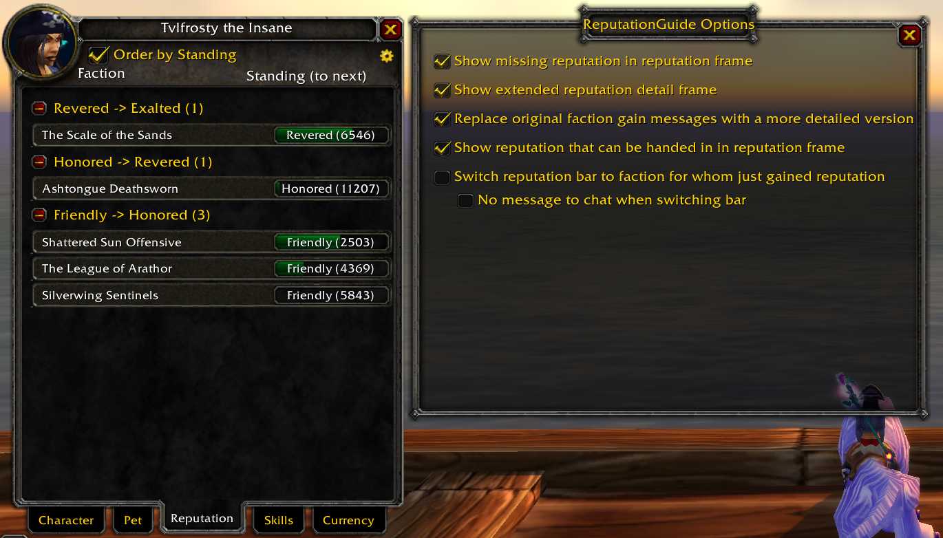 Reputation Guide options