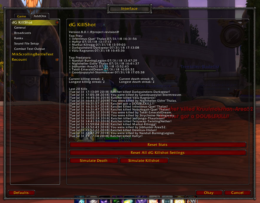 dG Killshot Statistics