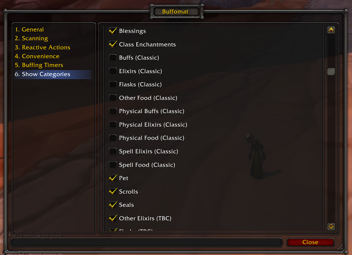 Categories of buffs can be hidden