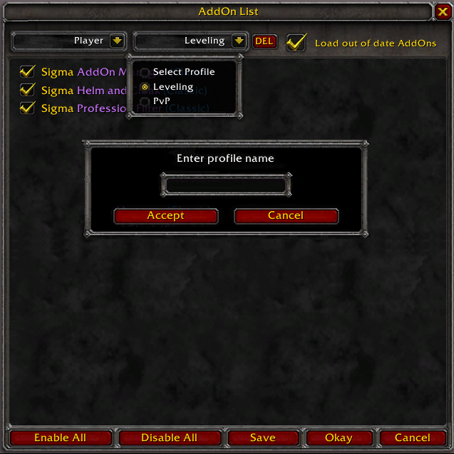 Sigma AddOn Manager (Classic)