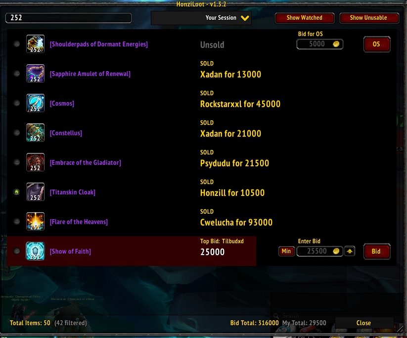 Item Bidding