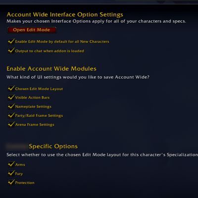 Account Wide Interface Settings
