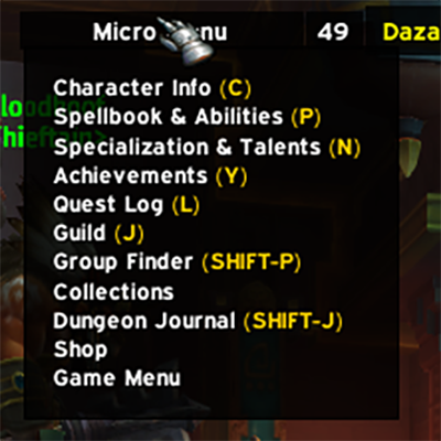ElvUI Micro Menu Datatext