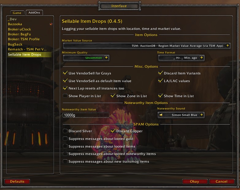 Sellable Item Drops v0.4.x - Options