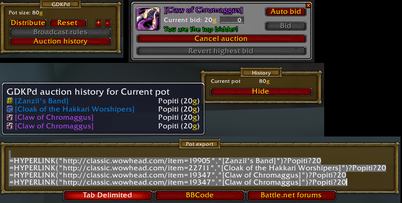 Master Loot and Bidding Windows