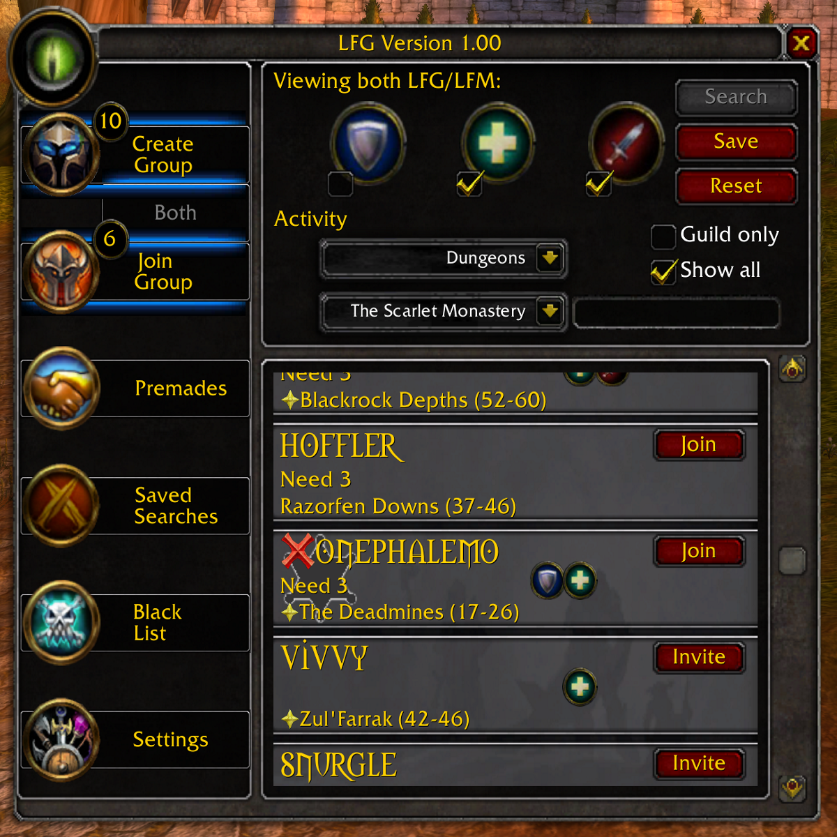 Classic Looking For Group