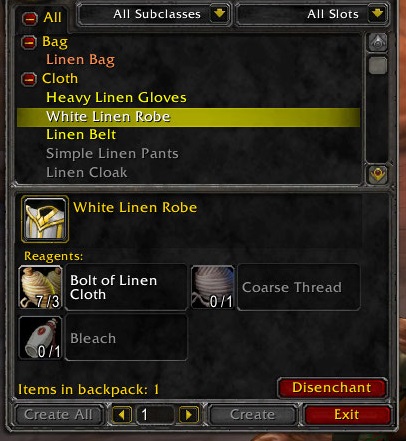 Disenchant Crafted Items Classic