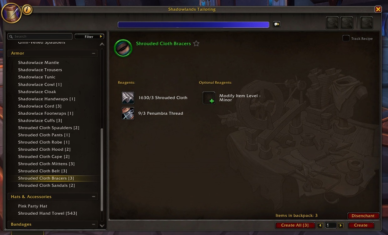 Disenchant Crafted Items Button