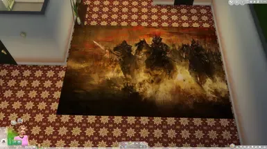 武士画作与地毯