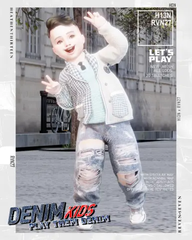 幼儿高街复古破洞牛仔裤