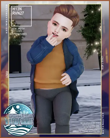 幼儿冬季防风大衣配毛衣内衬