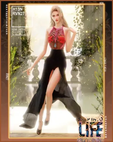 女性蕾丝束腰透视前开衩长裙礼服