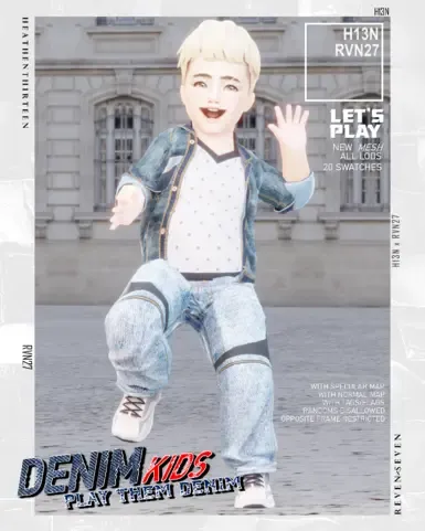 幼儿膝盖拉链皮补丁机车牛仔牛仔裤