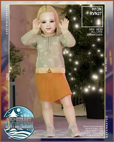 幼儿折叠式高腰毛边侧开叉裙