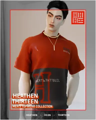 色块字母图案T恤