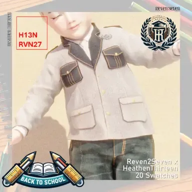 幼儿精细对比缝线口袋领带夹克冬季校服